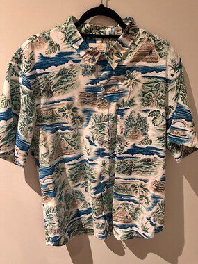 REYN SPOONER "Hikin' 808" Hawaiian Shirt - Tailored Fit XL (Fits Slimmer)